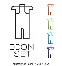 Black line Wetsuit for scuba diving icon isolated on white background. Diving underwater equipment. Set icons colorful. Vector Illustration