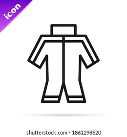 Black line Wetsuit for scuba diving icon isolated on white background. Diving underwater equipment.  Vector