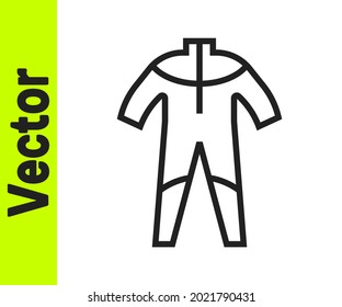 Black line Wetsuit for scuba diving icon isolated on white background. Diving underwater equipment.  Vector