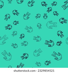 Black line Wetsuit for scuba diving icon isolated seamless pattern on green background. Diving underwater equipment.  Vector