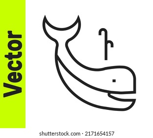 Black line Whale icon isolated on white background.  Vector