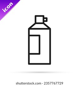 Black line Whipped cream in an aerosol can icon isolated on white background. Sweet dairy product. Milk product and sweet symbol.  Vector
