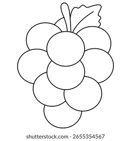 black line black and white clipart vector illustration of Grape on white background