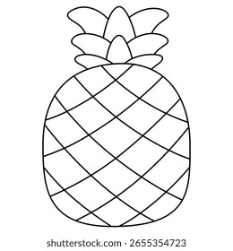 black line black and white clipart vector illustration of Pineapple on white background