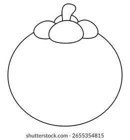 línea negra Ilustración vectorial Clipart en blanco y negro de mangostán sobre fondo blanco