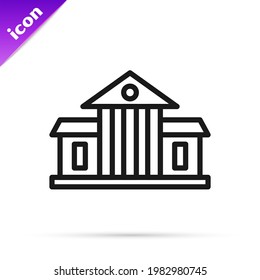Icono de la Casa Blanca de línea negra aislado en fondo blanco. Washington DC.  Vector