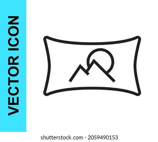 Black line Wide angle picture icon isolated on white background. Panorama view.  Vector