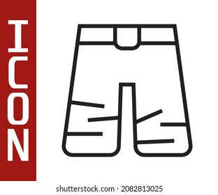 Black line Wide pants icon isolated on white background. Trousers sign.  Vector
