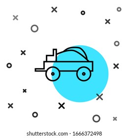 Black line Wild west covered wagon icon isolated on white background. Random dynamic shapes. Vector Illustration