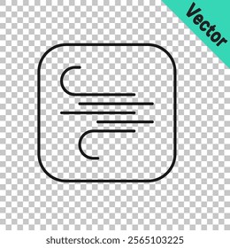Black line Wind icon isolated on transparent background. Windy weather.  Vector