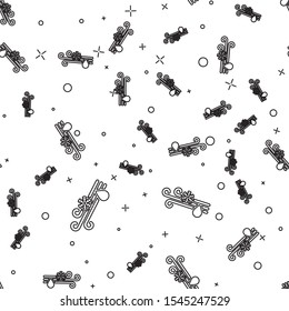 Black line Wind and rain with snow icon isolated seamless pattern on white background. Windy weather.  Vector Illustration