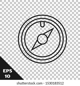 Black line Wind rose icon isolated on transparent background. Compass icon for travel. Navigation design.  Vector Illustration