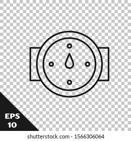 Black line Wind rose icon isolated on transparent background. Compass icon for travel. Navigation design.  Vector Illustration