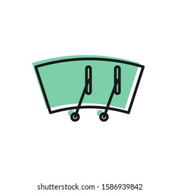 Black line Windscreen wiper icon isolated on white background.  Vector Illustration