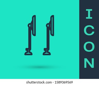 Black line Windscreen wiper icon isolated on green background.  Vector Illustration