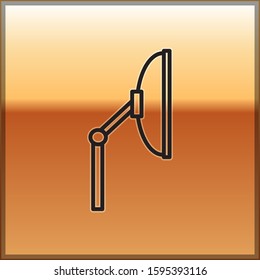 Black line Windscreen wiper icon isolated on gold background.  Vector Illustration
