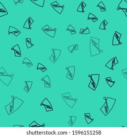 Black line Windscreen wiper icon isolated seamless pattern on green background.  Vector Illustration