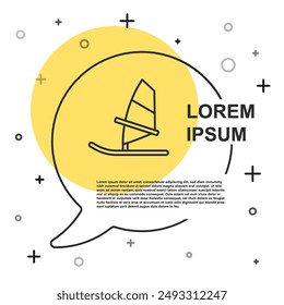 Black line Windsurfing icon isolated on white background. Random dynamic shapes. Vector