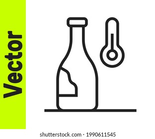 Black line Wine temperature icon isolated on white background.  Vector