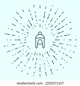 Black line Winter hat icon isolated on grey background. Abstract circle random dots. Vector