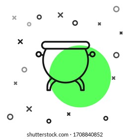 Black line Witch cauldron icon isolated on white background. Happy Halloween party.  Vector Illustration