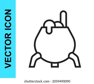 Black line Witch cauldron icon isolated on white background. Happy Halloween party.  Vector