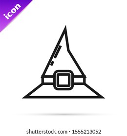 Black line Witch hat icon isolated on white background. Happy Halloween party.  Vector Illustration