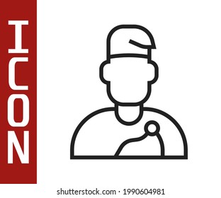 Black line Wizard warlock icon isolated on white background.  Vector