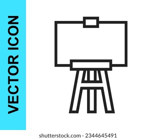 Black line Wood easel or painting art boards icon isolated on white background.  Vector