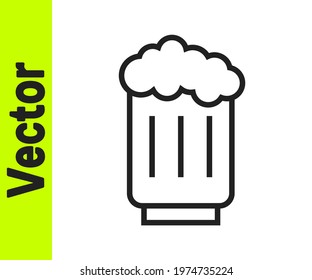 Black line Wooden beer mug icon isolated on white background.  Vector
