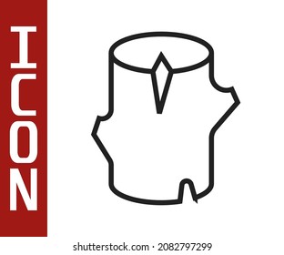 Black line Wooden log icon isolated on white background. Stack of firewood.  Vector