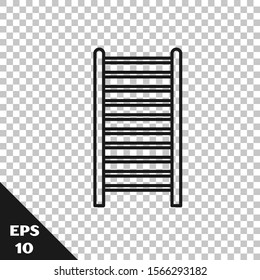 Black line Wooden staircase icon isolated on transparent background.  Vector Illustration