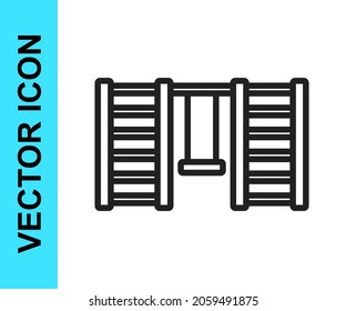 Black line Wooden Swedish wall icon isolated on white background. Swedish stairs.  Vector