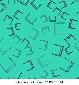 Black line Wooden table icon isolated seamless pattern on green background.  Vector Illustration