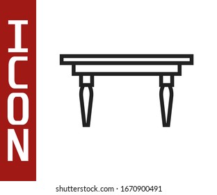 Black line Wooden table icon isolated on white background.  Vector Illustration