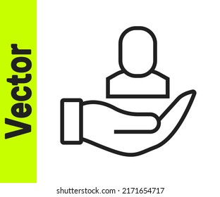 Black line Worker icon isolated on white background. Business avatar symbol user profile icon. Male user sign.  Vector