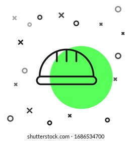 Black line Worker safety helmet icon isolated on white background.  Vector Illustration