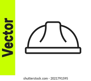 Black line Worker safety helmet icon isolated on white background.  Vector