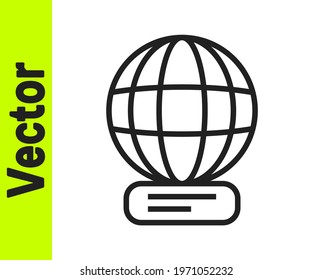 Black line Worldwide icon isolated on white background. Pin on globe.  Vector