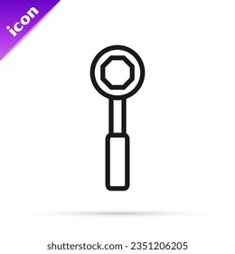 Black line Wrench spanner icon isolated on white background.  Vector Illustration