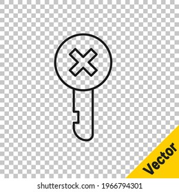 Black line Wrong key icon isolated on transparent background.  Vector Illustration