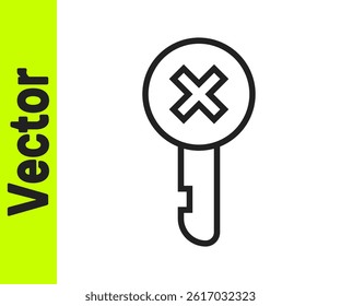 Black line Wrong key icon isolated on white background.  Vector Illustration