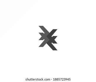 Black line X logo design template
