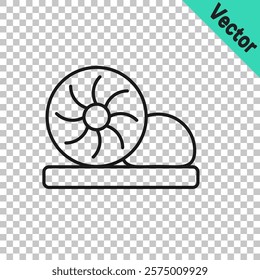 Black line Xiao long bao or steamed dumplings icon isolated on transparent background. Chinese food.  Vector