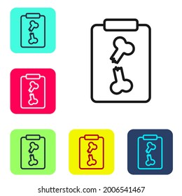 Black line X-ray shots icon isolated on white background. Set icons in color square buttons. Vector