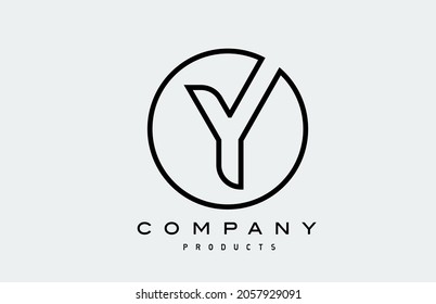 black line Y simple alphabet letter logo icon. Creative design template for company 