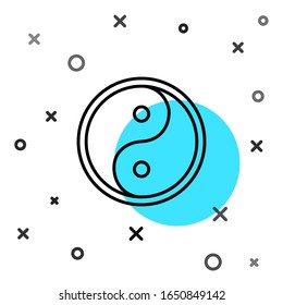 Black line Yin Yang symbol of harmony and balance icon isolated on white background. Random dynamic shapes. Vector Illustration