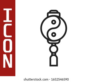 Black line Yin Yang symbol of harmony and balance icon isolated on white background.  Vector Illustration