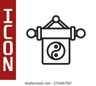 Black line Yin Yang symbol of harmony and balance icon isolated on white background.  Vector Illustration