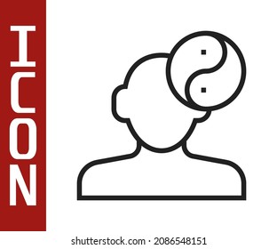 Black line Yin Yang symbol of harmony and balance icon isolated on white background.  Vector